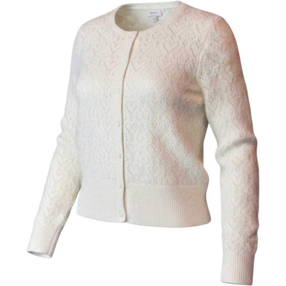 J.Crew Womens Pointelle Knit Cardigan Sweater Ivory CP359 Size S New